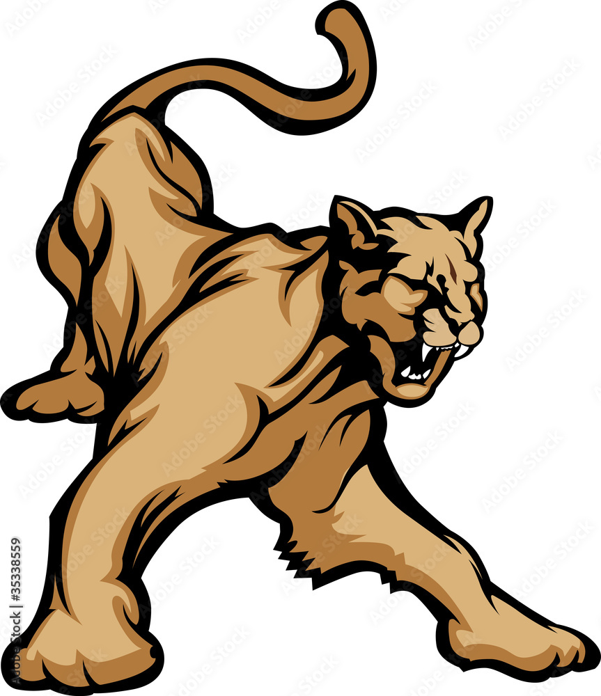 Naklejka premium Cougar Mascot Body Vector Illustration