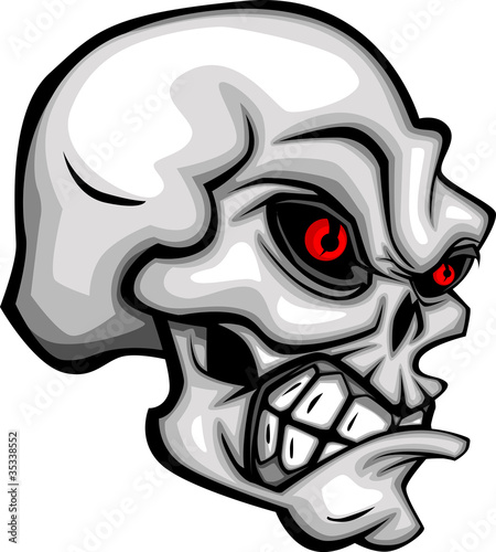 Skull Cartoon with Red Eyes Vector Image