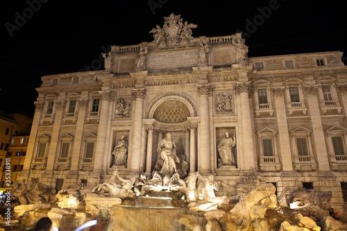 Italy. Rome. Fountain of Trevi at night..