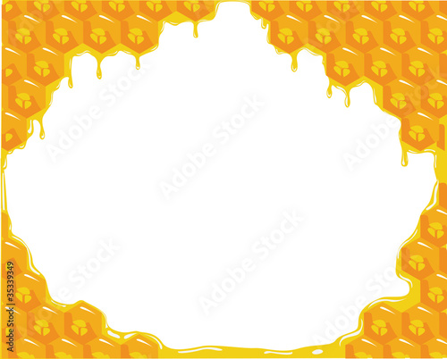 Orange background about honeycombs. Vector