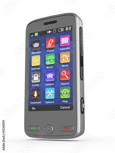 Metallic mobile phone. 3d