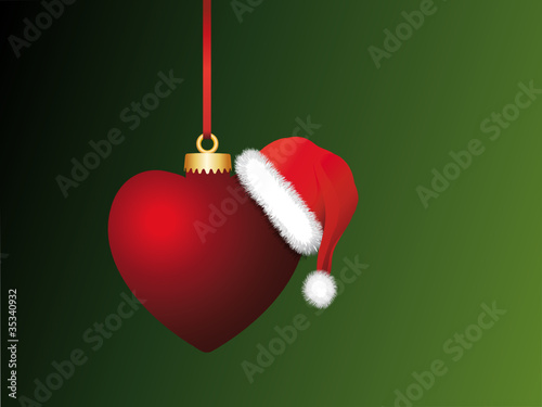 Herzkugel mit Weihnachtsmütze