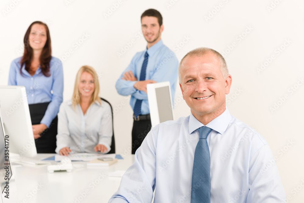 Business team senior manager with work colleagues Business team senior manager with work colleagues