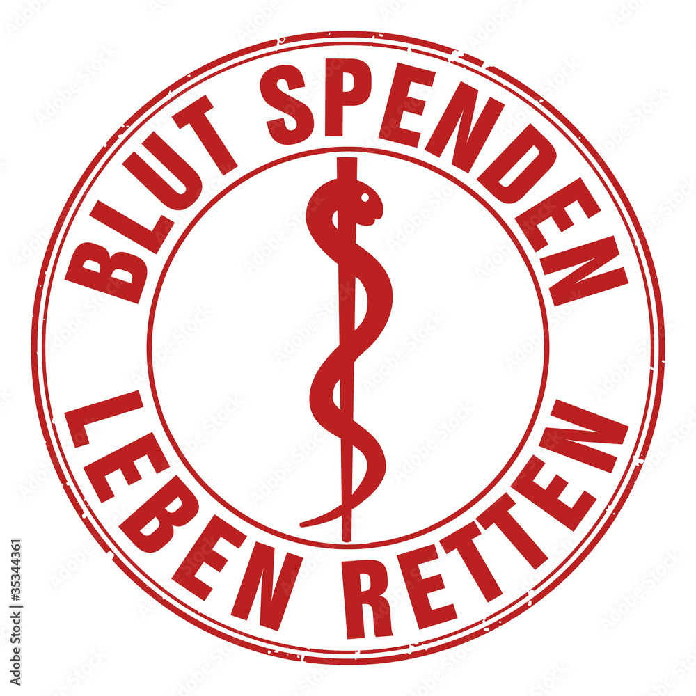 blut spenden leben retten blutspende stempel button StockIllustration