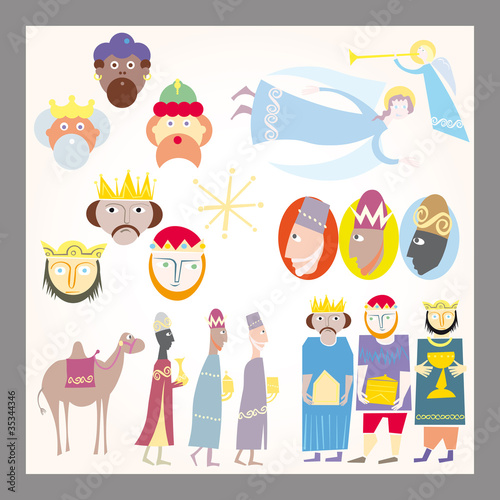 Wise men vector set christmas