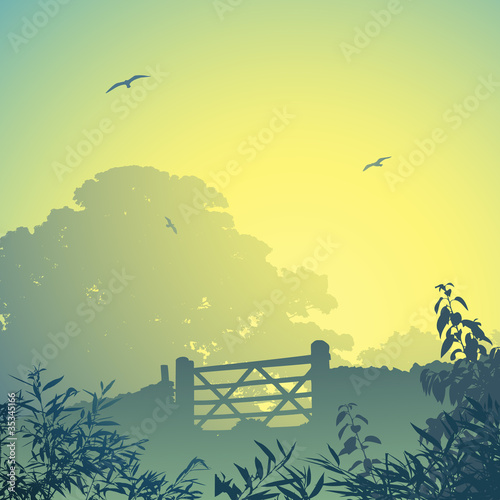 A Country Landscape with Gate and Wall