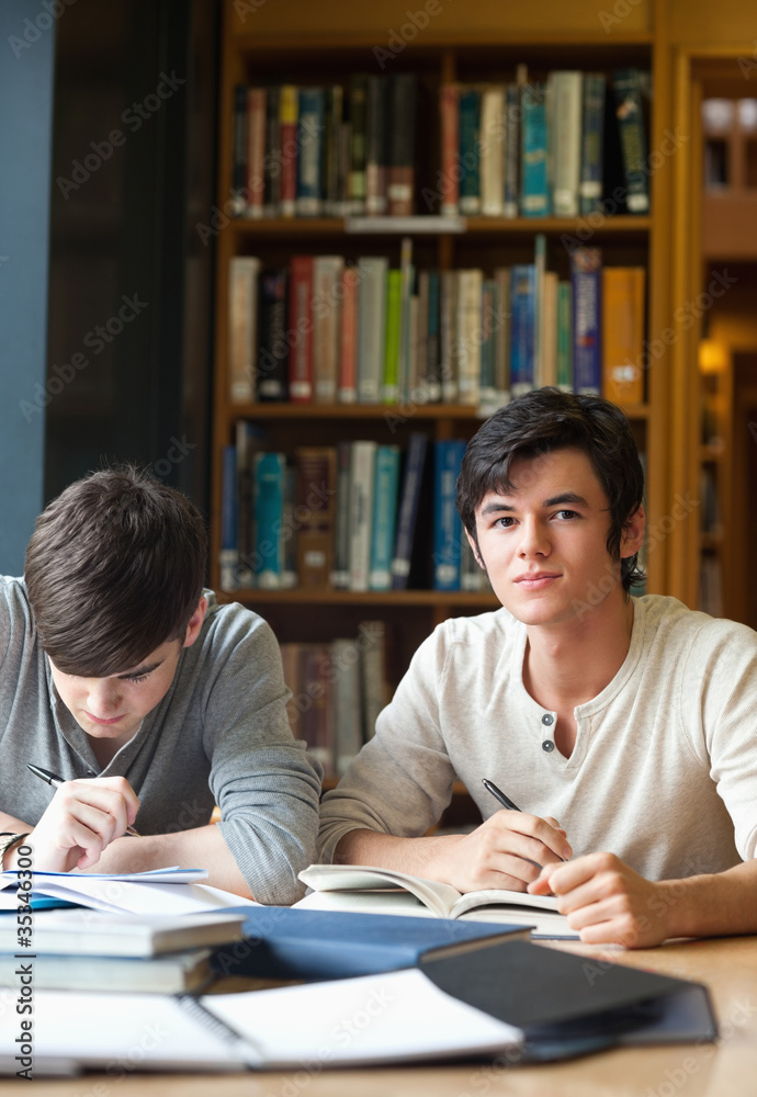 Portrait of students working on an essay Portrait of students working on an essay