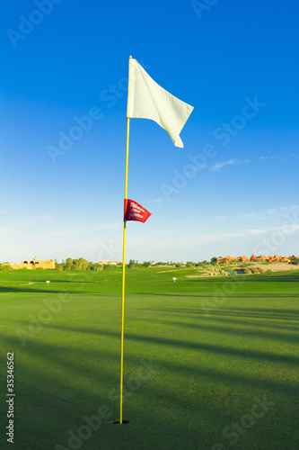 Golf Flag Spread On The Wind
