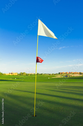 Golf Flag Stirred By The Wind