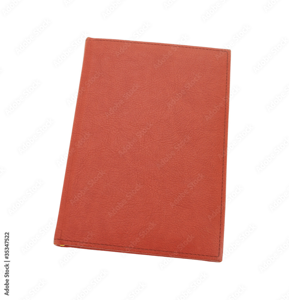 Brown leather notebook isolated on white background Brown leather notebook isolated on white background