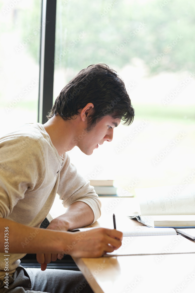 Serious student reviewing for an assignment Serious student reviewing for an assignment