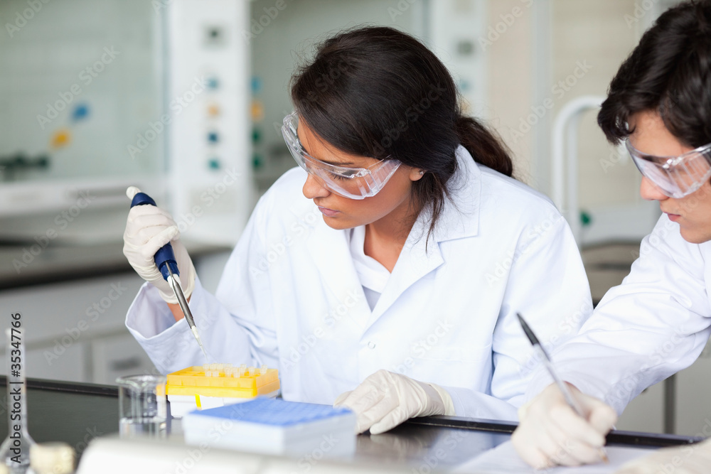 Serious scientists working Serious scientists working