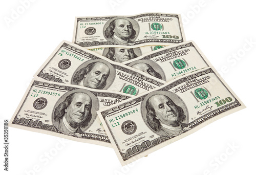 US dollars bills isolated on white background