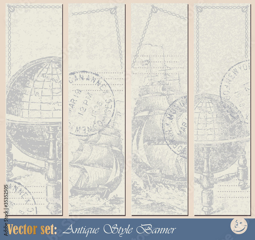 Vector set: Grunge nautical banner for decoration and design photo
