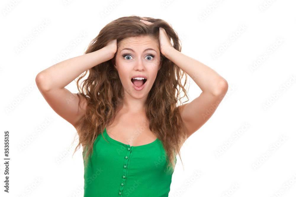 portrait of attractive surprised excited smile teenage girl portrait of attractive surprised excited smile teenage girl