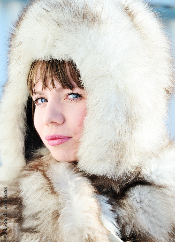 woman wearing fur hat woman wearing fur hat
