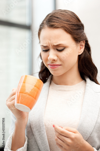 Photography lovely businesswoman with mug