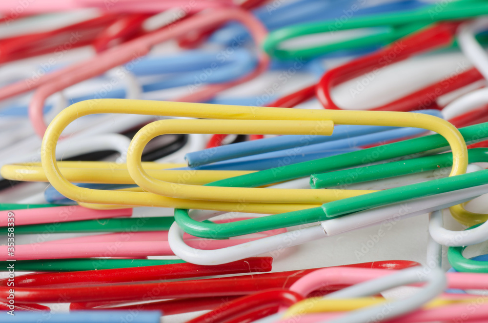 Close-up of multi-colored paper clips Close-up of multi-colored paper clips