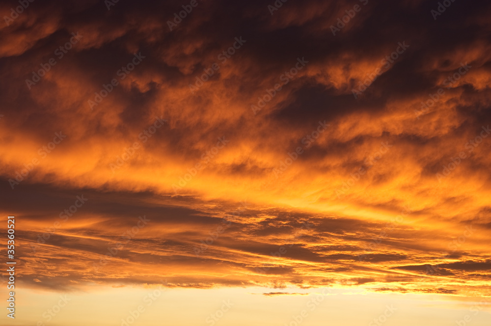 Dramatics sky during the golden sunset