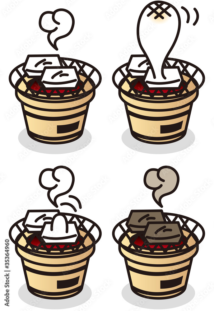 七輪で餅を焼くイラスト Stock Vector Adobe Stock