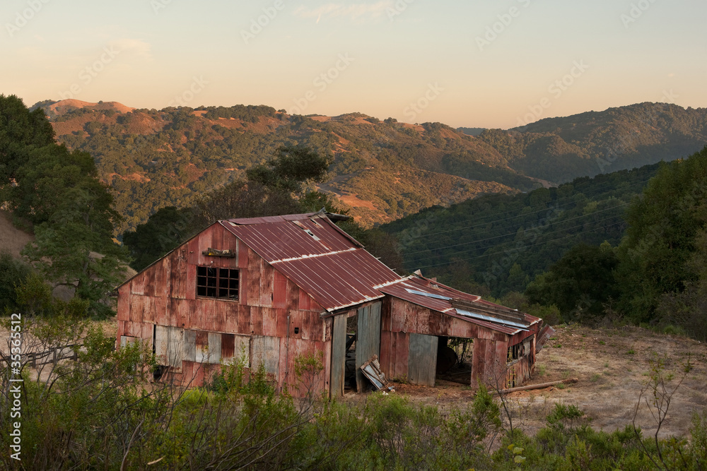 Old abandoned red barn in Almaden Quicksilver, California Old abandoned red barn in Almaden Quicksilver, California