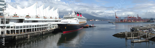 Panoramic view of a cruise ship docked at Canada Place Vancouver © RG