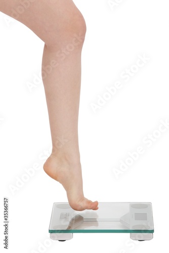 long leg and modern bathroom scale (white background)