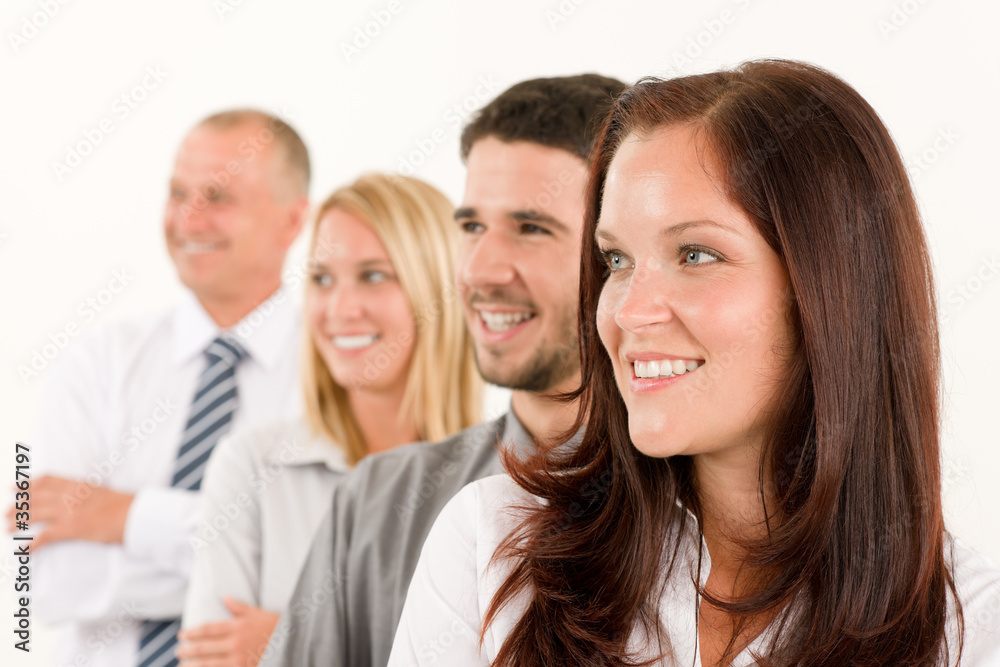 Business team happy profile looking aside Business team happy profile looking aside