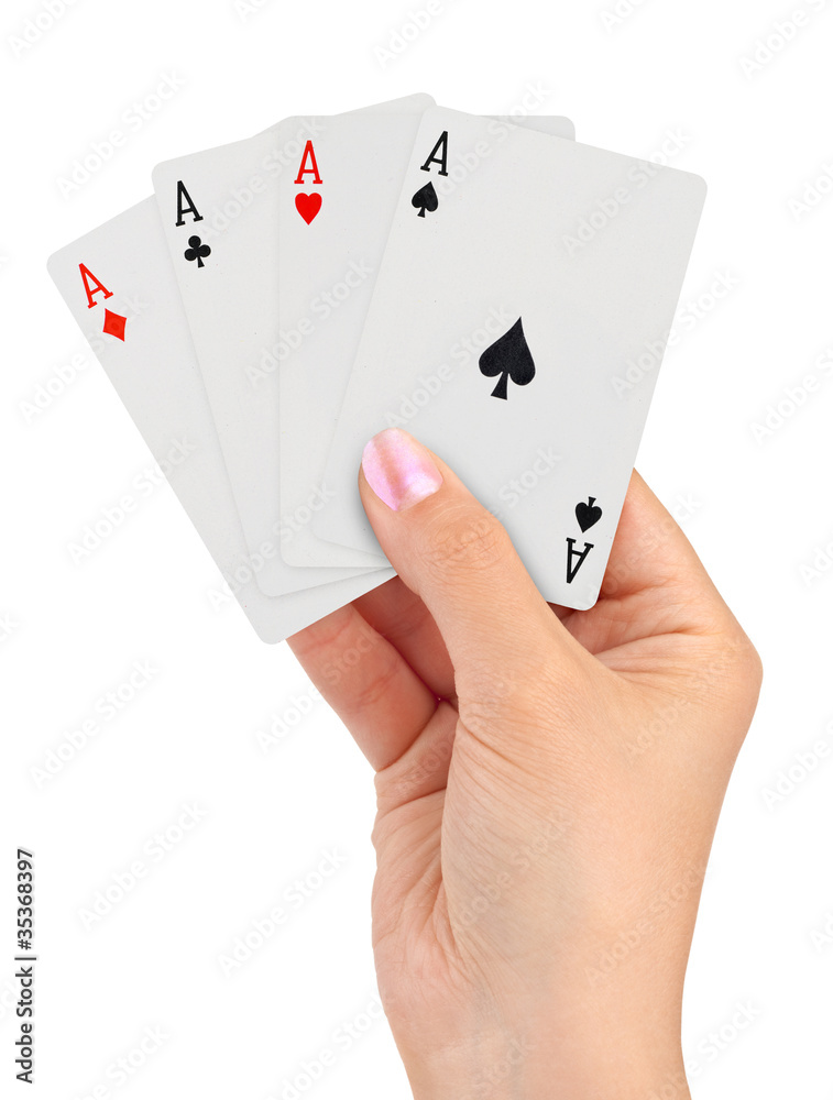 Playing cards in hand