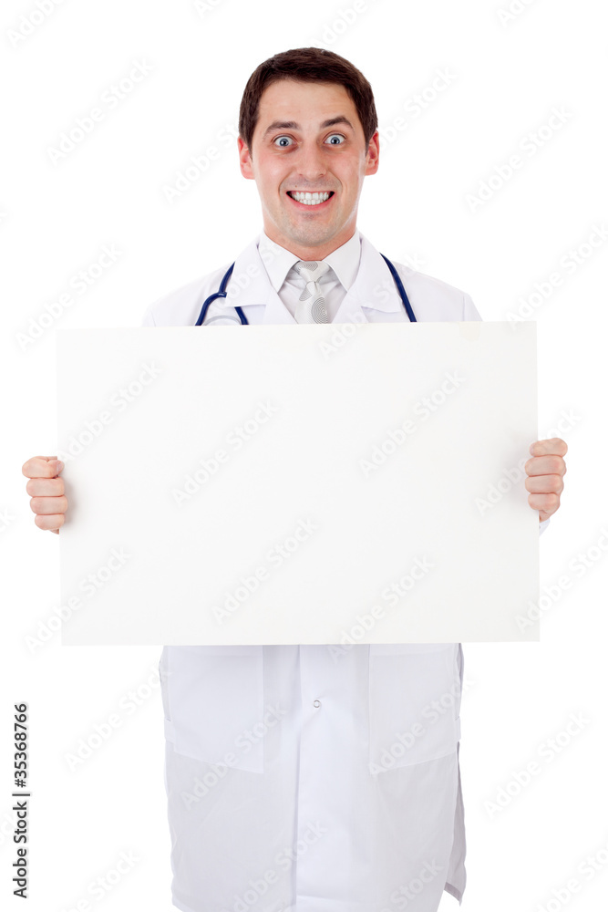 Doctor with placard Doctor with placard