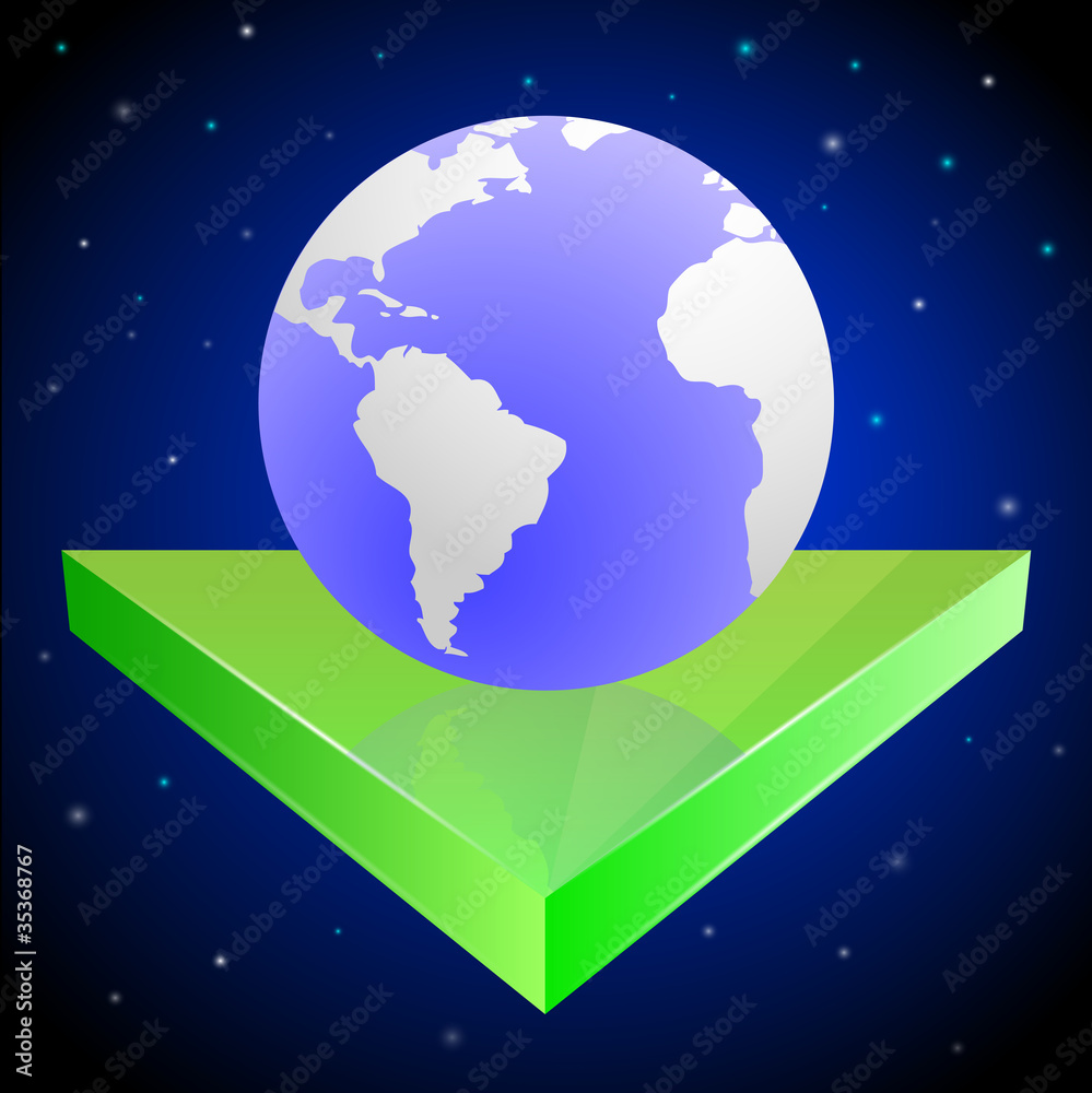 Fototapeta premium Earth on green arrow in space