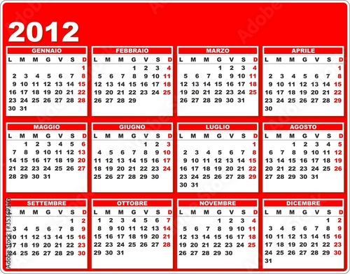 2012 Calendario-Calendar-Calendrier-Vector