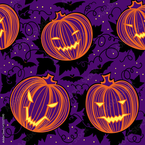 Seamless Pattern With Halloween Pampkins.