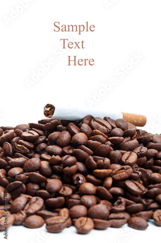 Roasted coffee beans and cigarettes