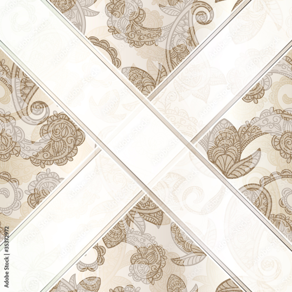 vector seamless paisley background with ribbons