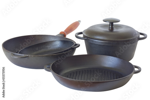 Set of cast iron pans