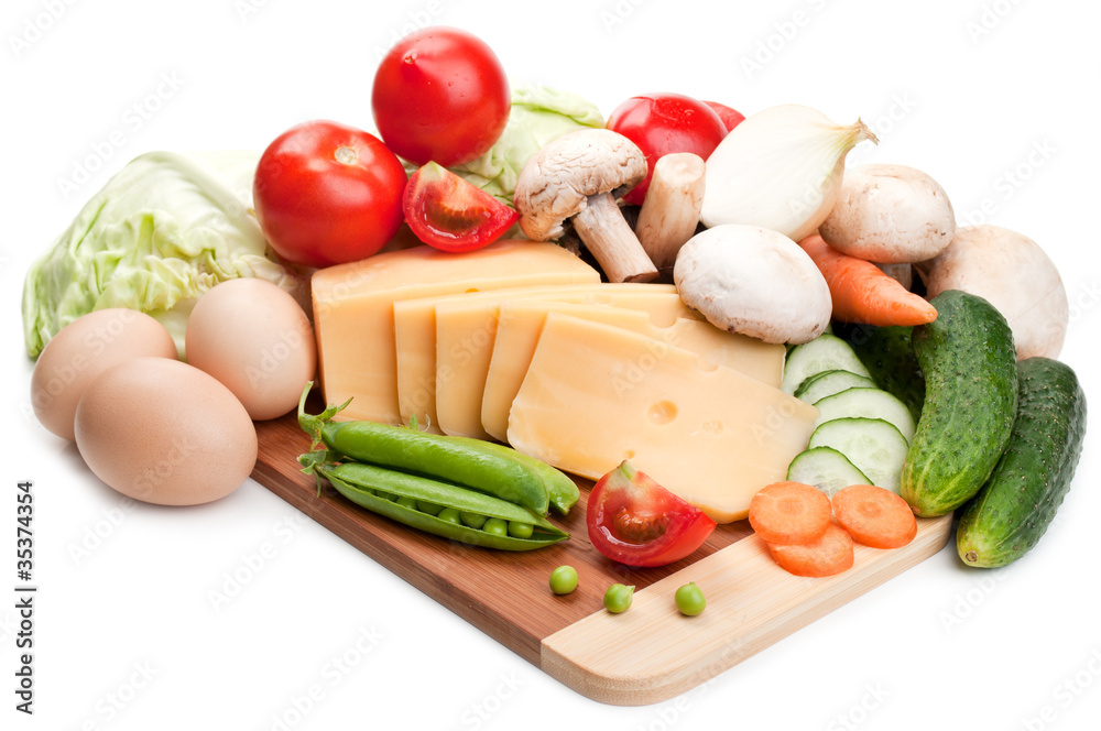 cheese and fresh vegetables