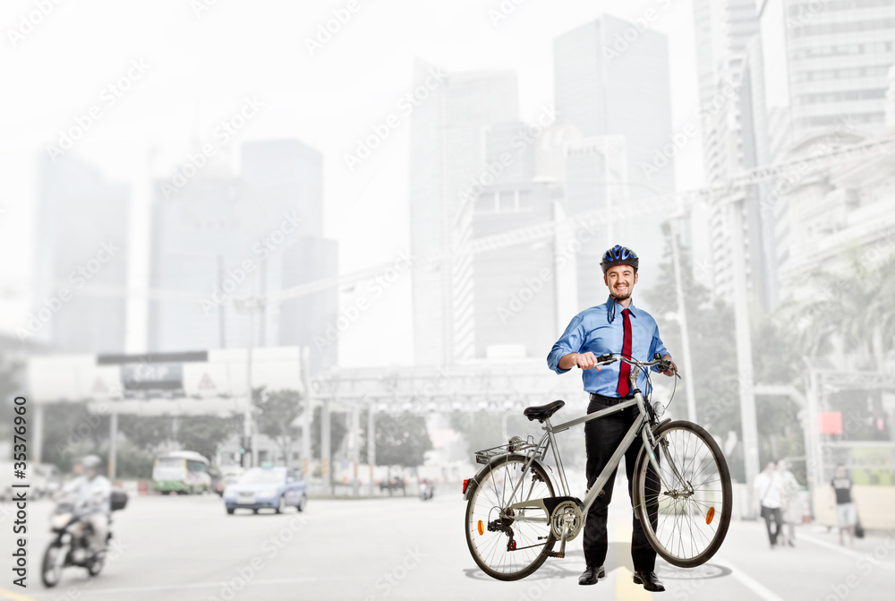 businessman with bicycle
