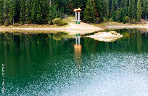 Autumn Synevir mountain lake photo