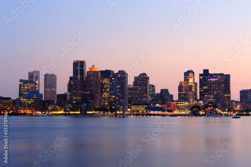 Boston cityscape at dusk