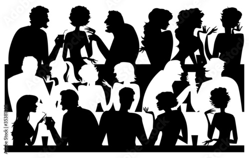 People silhouettes  at cafe