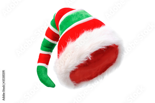 Cap of the Christmas gnome. Isolated over white