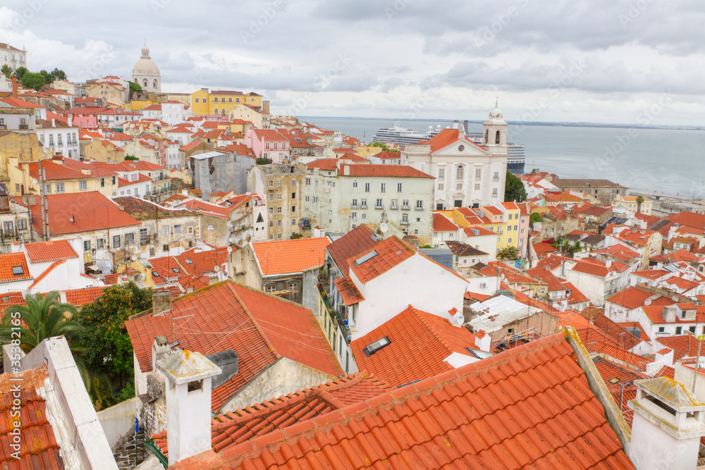 over the red roofs of Lisboa, Portugal