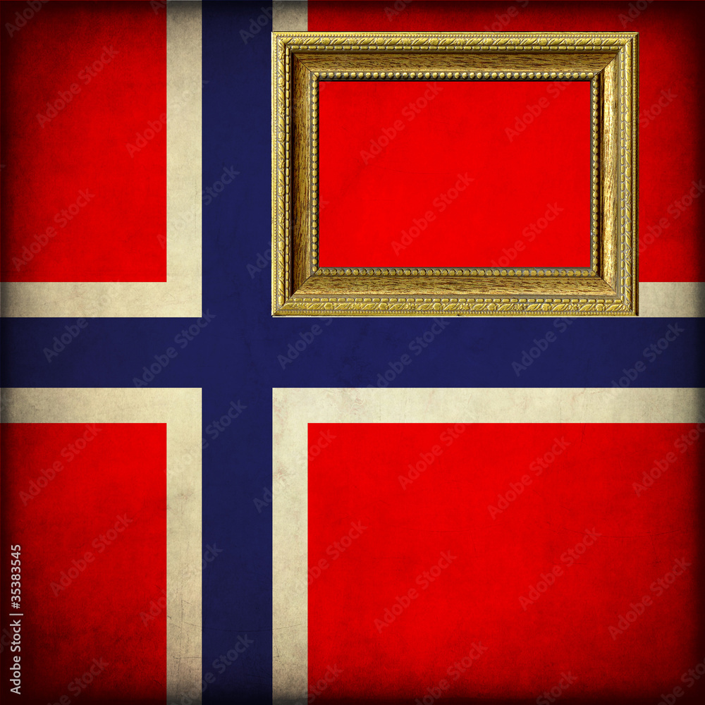 Fototapeta premium Bandiera della Norvegia con cornice personalizzabile