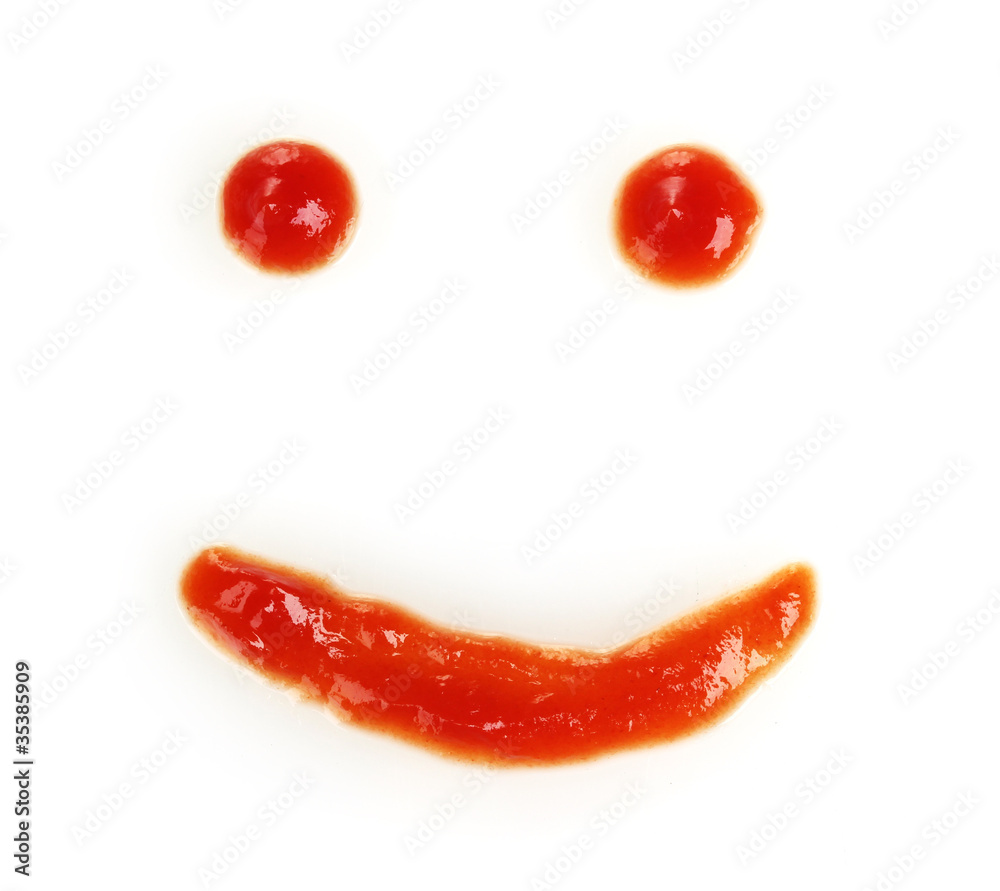 Fototapeta premium Ketchup smile isolated on white