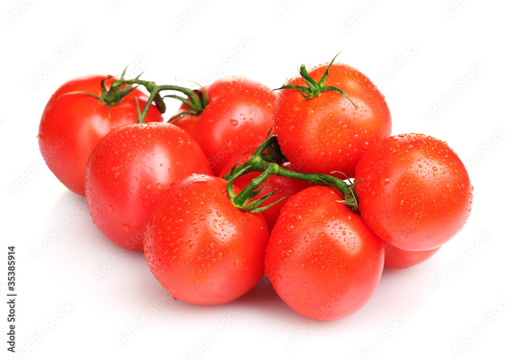 Ripe red tomatoes isolated on white