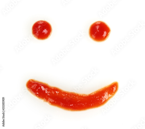Ketchup smile isolated on white