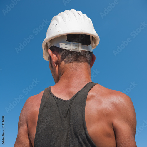 Back of construction worker