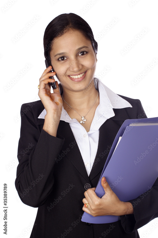 Young business woman with a document folder
