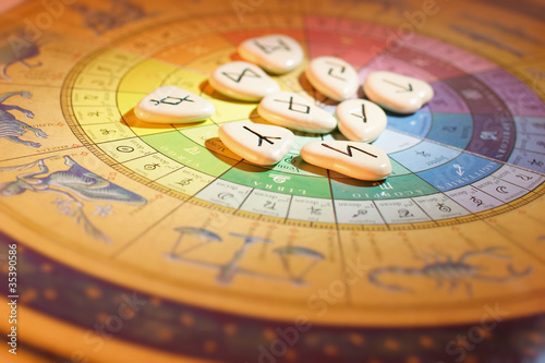Rune Stones and Zodiac Wheel photo